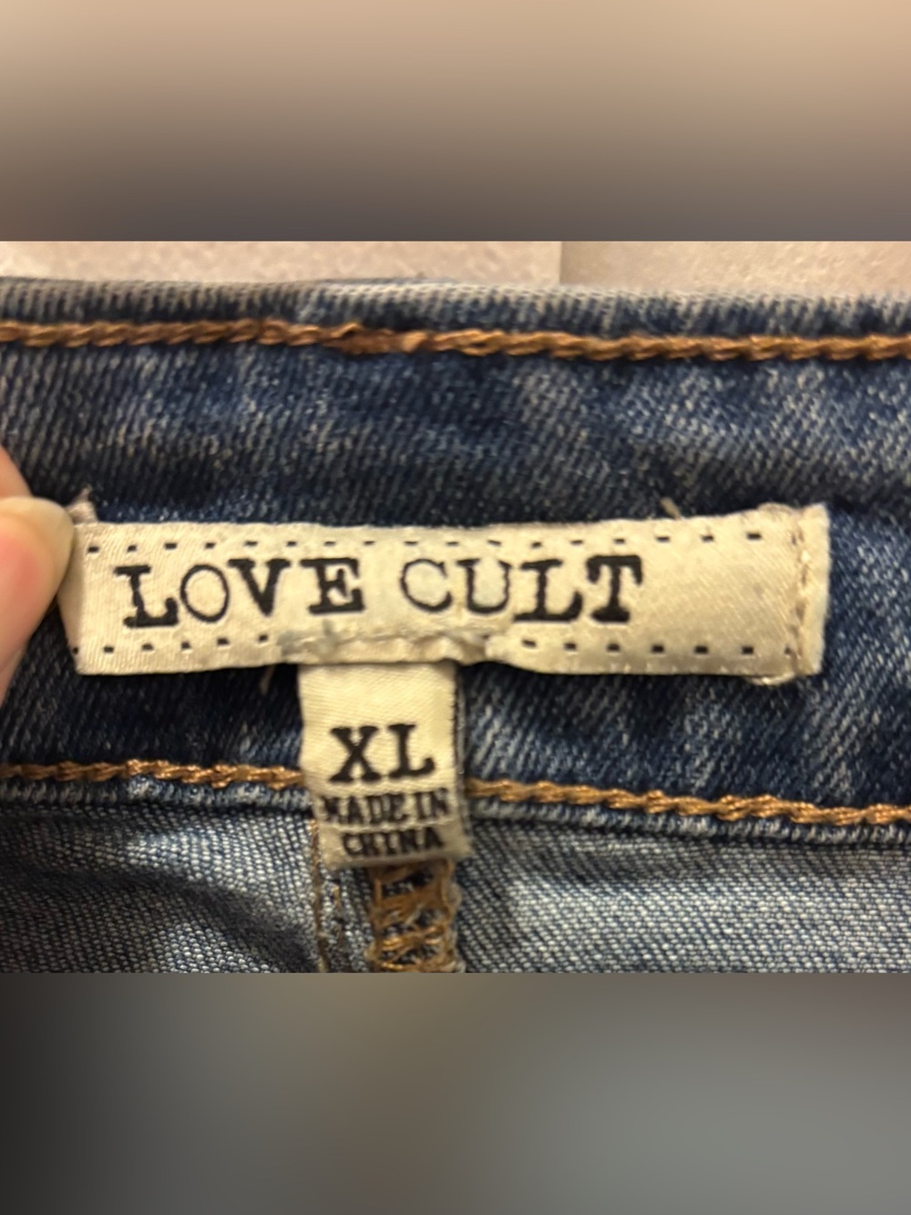 Denim Mini Skirt with Cargo Pockets - Blue, XL - Picture 3 of 5